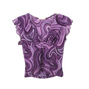Forever 21 Vintage Top Womens Large Cropped Short Sleeve Stretch V Neck Sexy Y2K